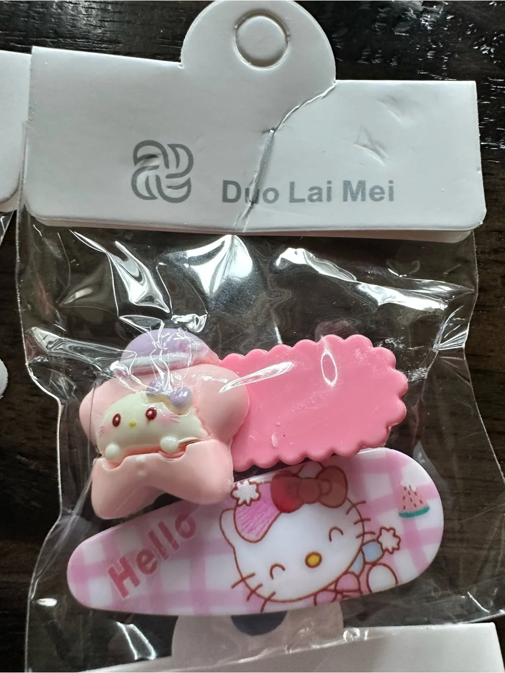 NWT Set of 4 Hello Kitty Child Size Hair Clips Barretts Orange Pink & Purple